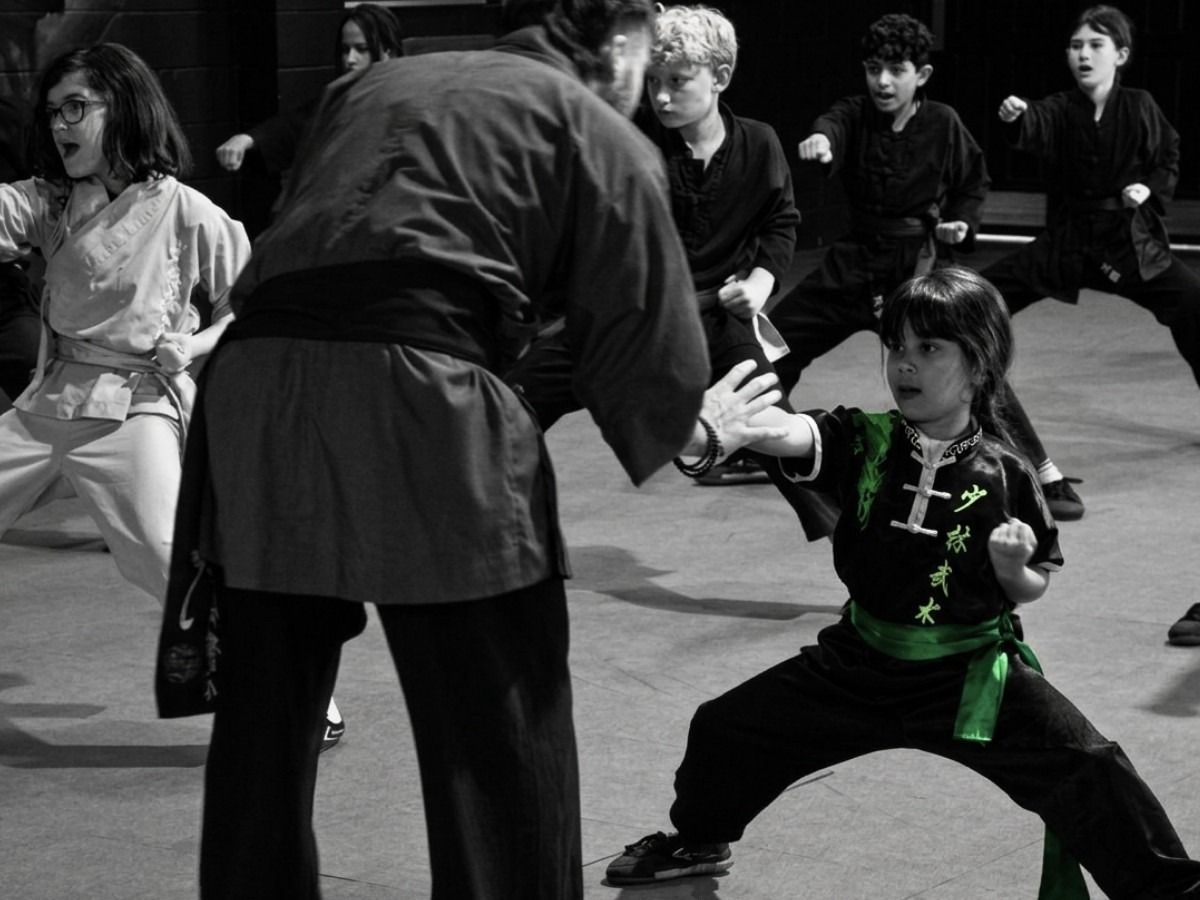 Children training in a Kids Kung Fu class at Emerald Dragon Martial Arts Penrith
