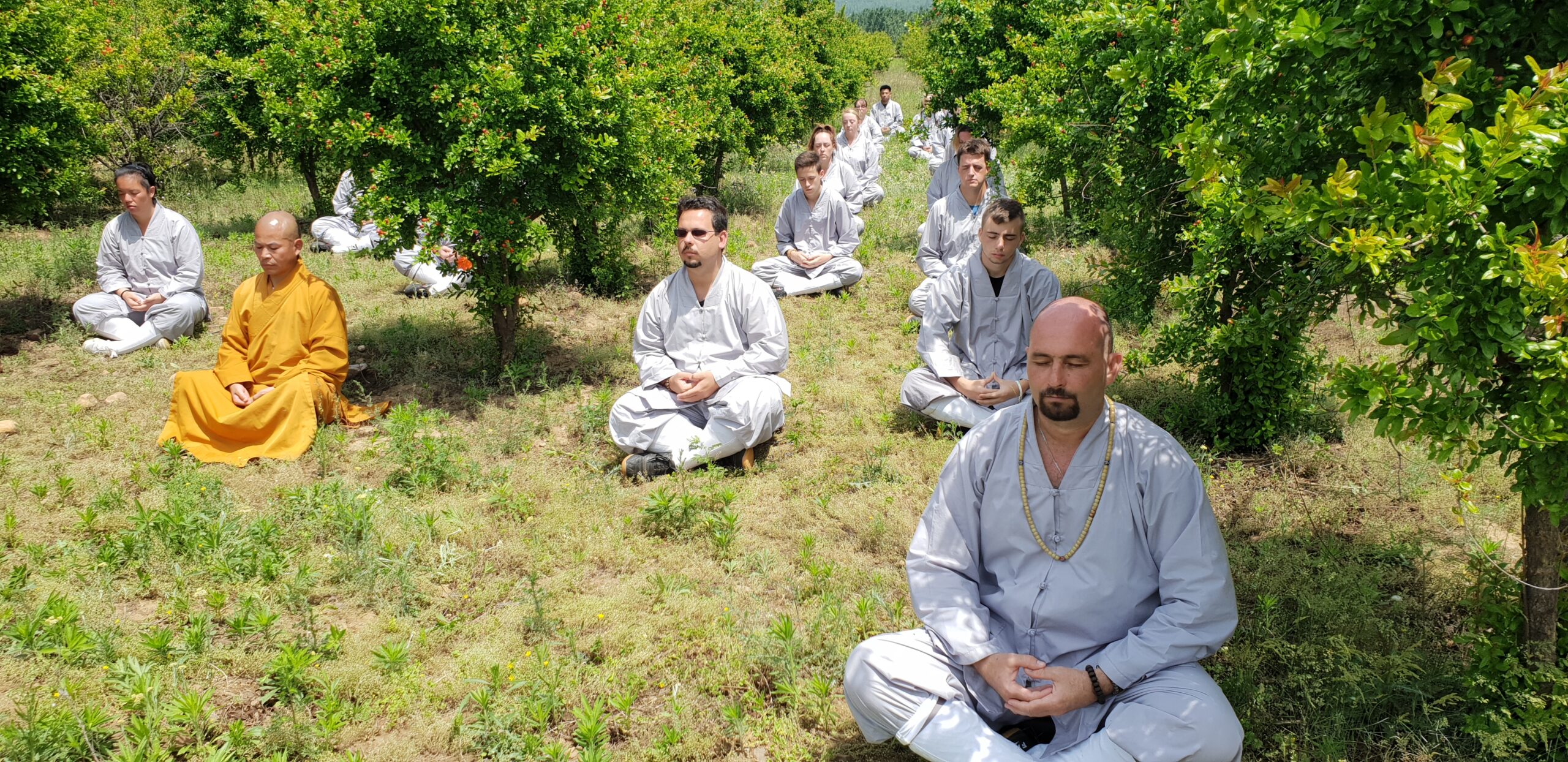 Students meditating at Emerald Dragon Martial Arts