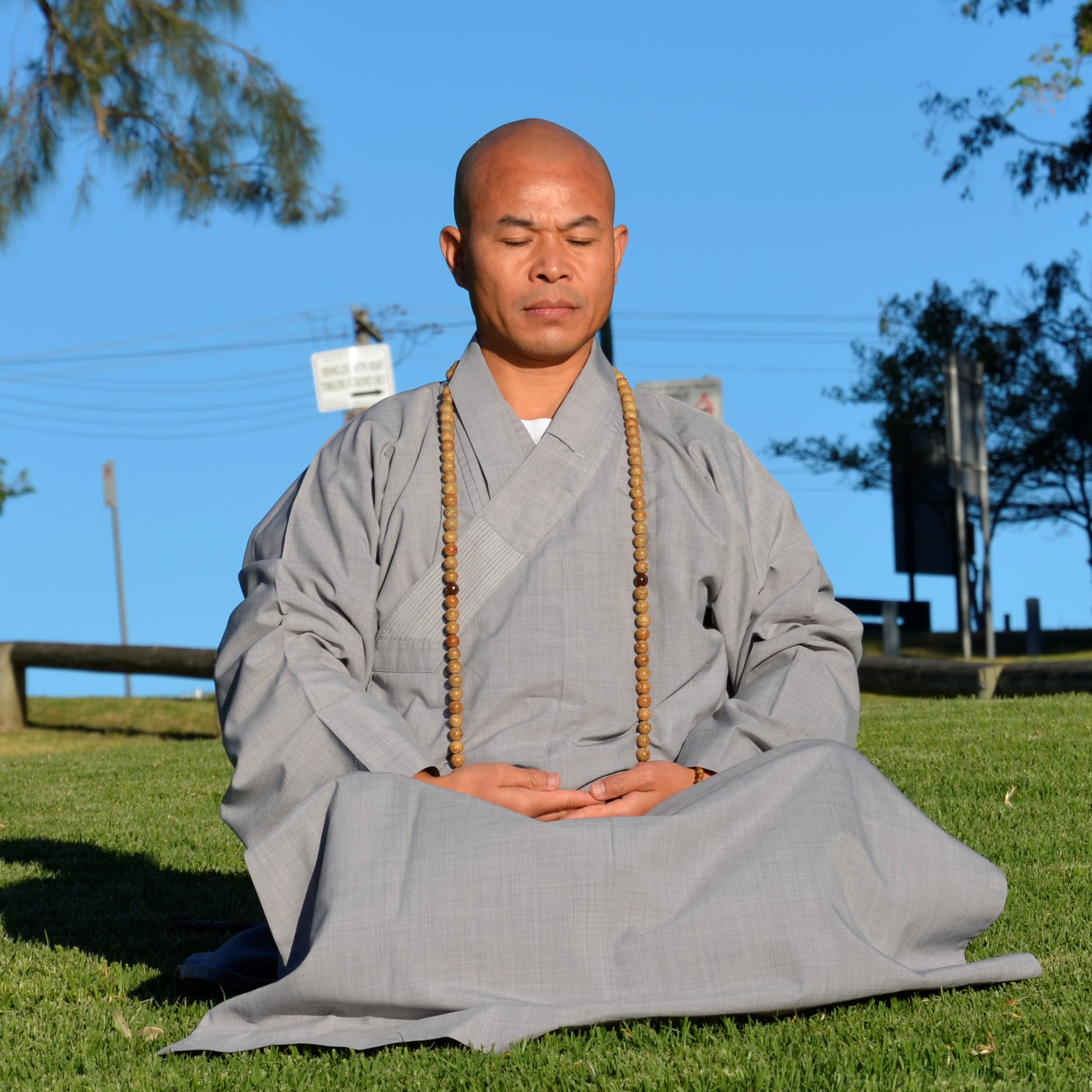 Shaolin master meditating at Emerald Dragon Martial Arts