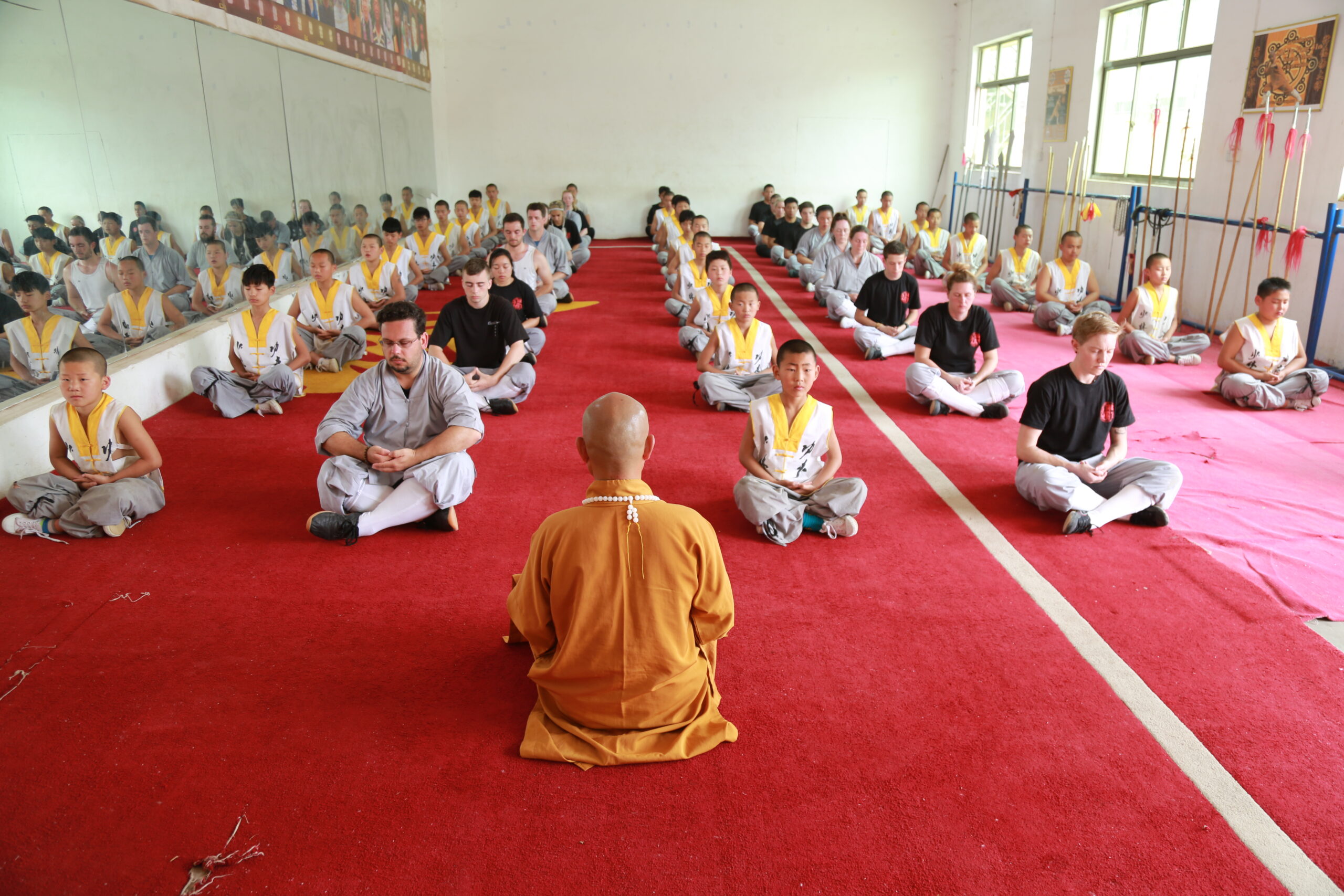 Students of Emerald Dragon meditating at Shaolin